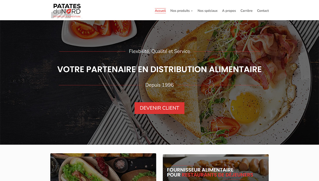Bannière du site web de notre client Patates du Nord